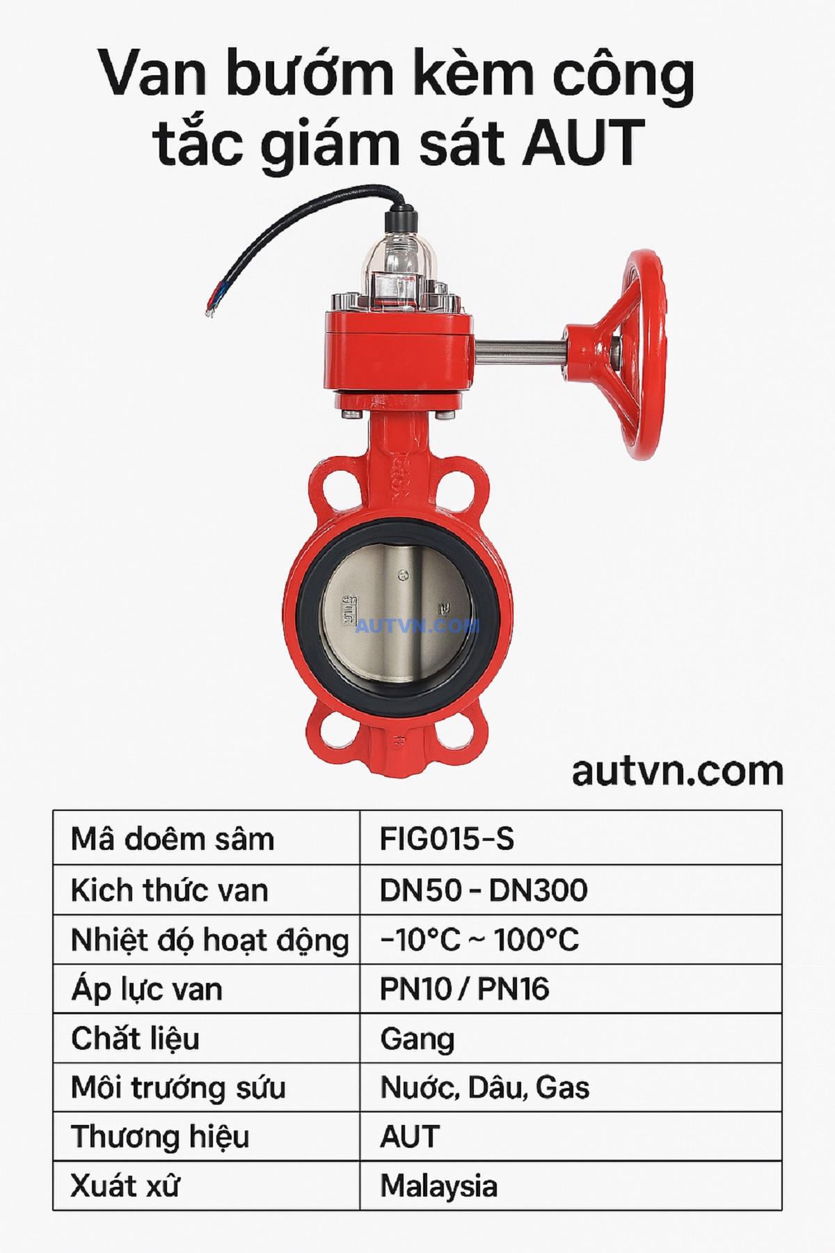 van bướm kèm công tắc giám sát AUT